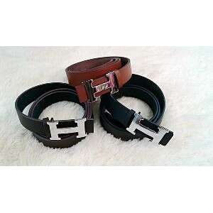 a leather belt with a black strap and a buckle.