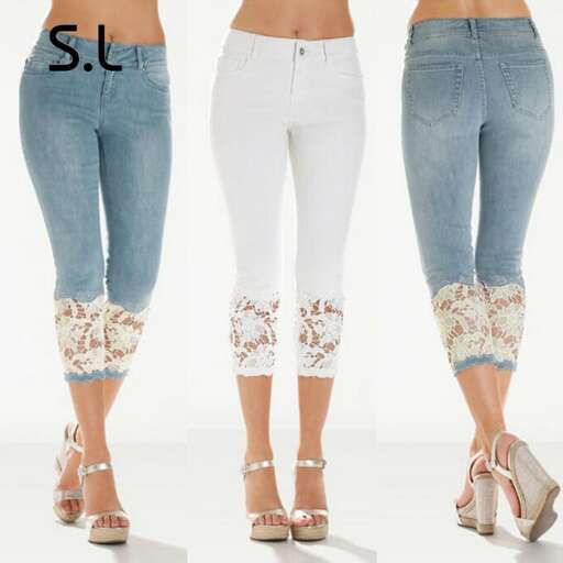 jeans with a floral pattern