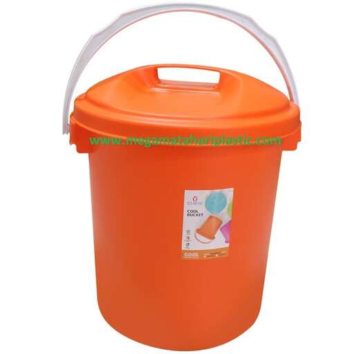 a plastic container with a handle and handle