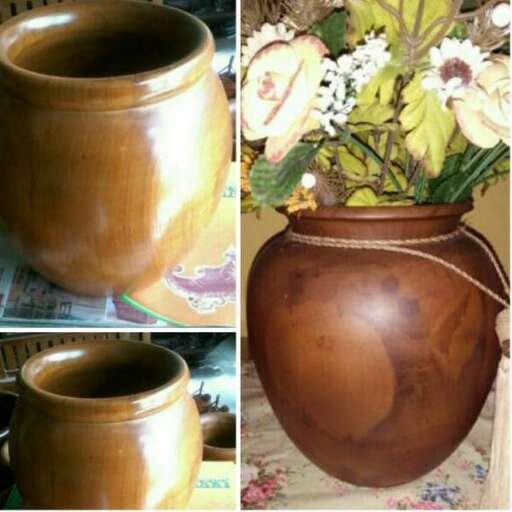 a vase made of wood