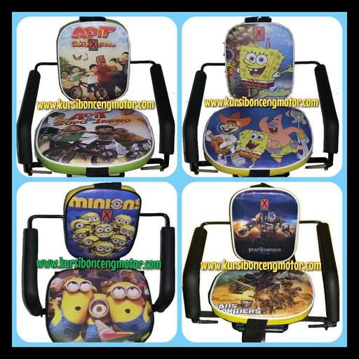 a set of three different seat covers with a picture of a cartoon character.