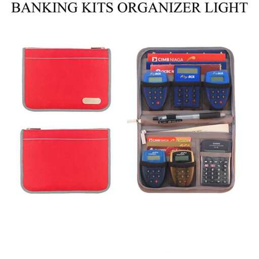 a red and silver case with a red folder and a red folder.