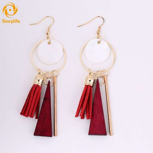 earrings in red with a white glass