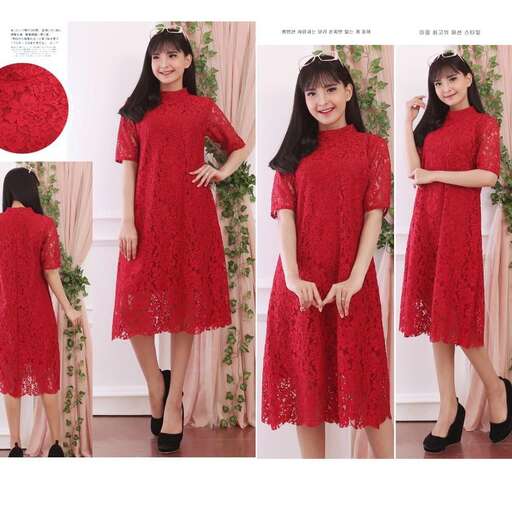 red lace dress with a bow