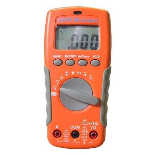 a orange cell phone with a digital display.
