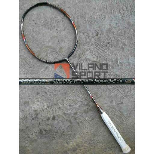 a close up of a tennis racket and a mirror