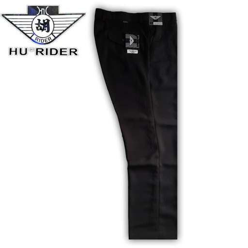 black long sleeved pants with a logo on the front.