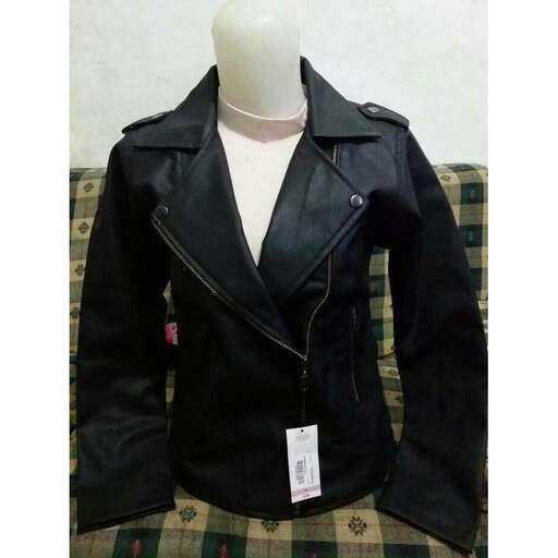 leather jacket with a tag
