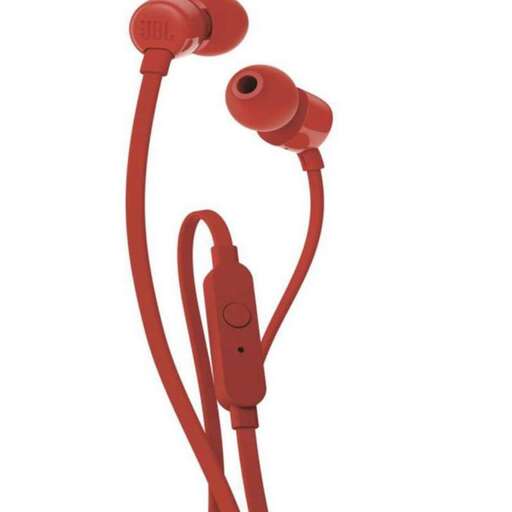 red earphones on a white background