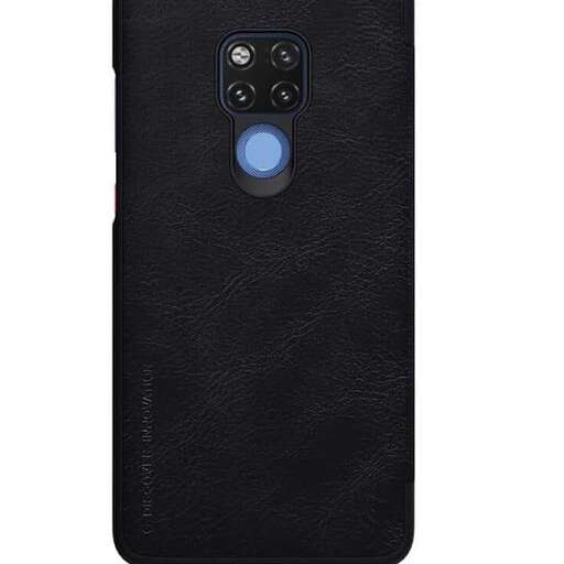 black leather case with a blue button