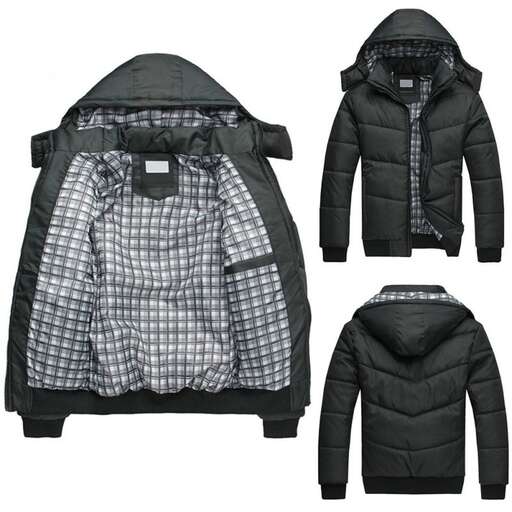 winter coat in black and white