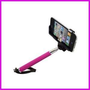 a pink cell phone with a black handle.