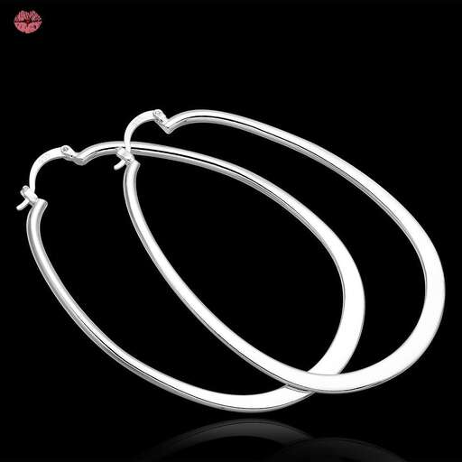a pair of sterling silver hoop earrings.