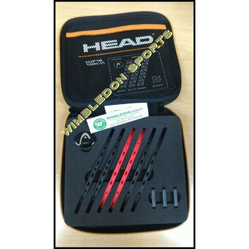 the black plastic box is a bit smaller than the other side. the red stripes are in the black box.