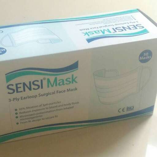 a box with a picture of a face mask on it.