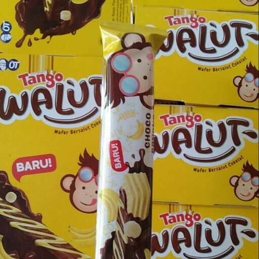 a package of bananas and other snacks on display.