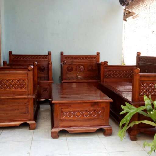 a room with a table and chairs