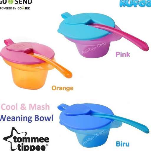 a pink bowl and bowl with a spoon in it.