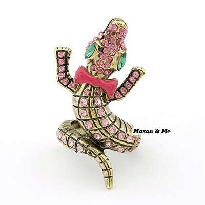 frog in pink and green