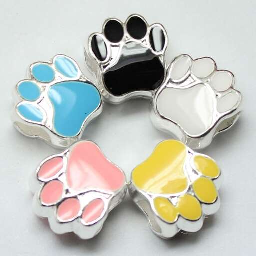 handmade dog paw print in blue and yellow