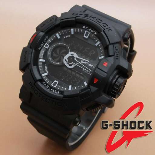 watch - black watch with a red logo