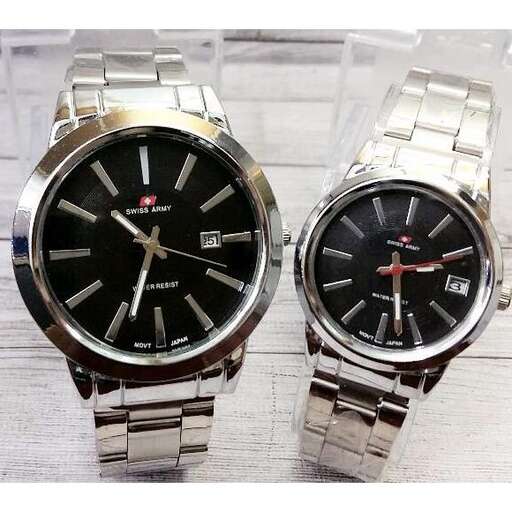 a pair of watches with a black face and a white face.