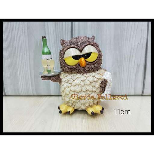 owl with a bottle of beer