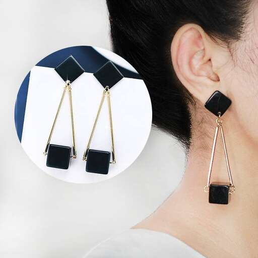 earrings with a black and white geometric design