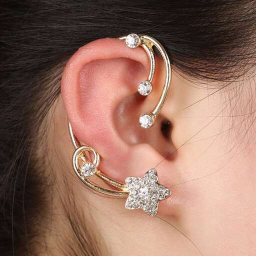 a pair of gold hoop earrings with a diamond and diamonds.