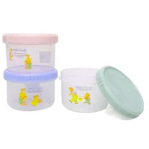 two plastic containers with a blue lid and a white lid.