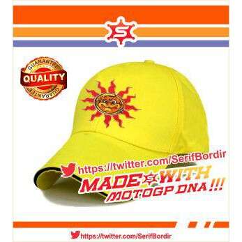 a yellow hat with a red sun visor.