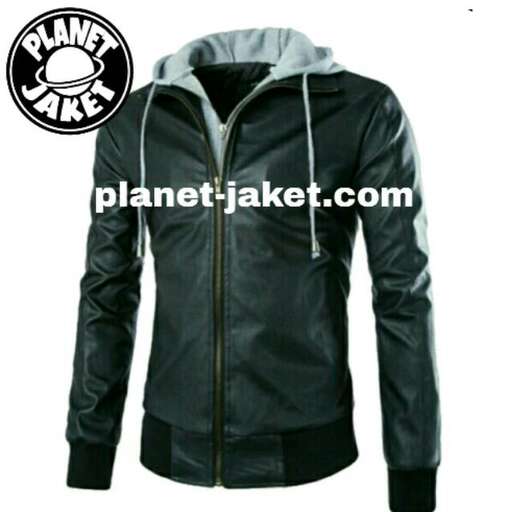 leather jacket with a hood