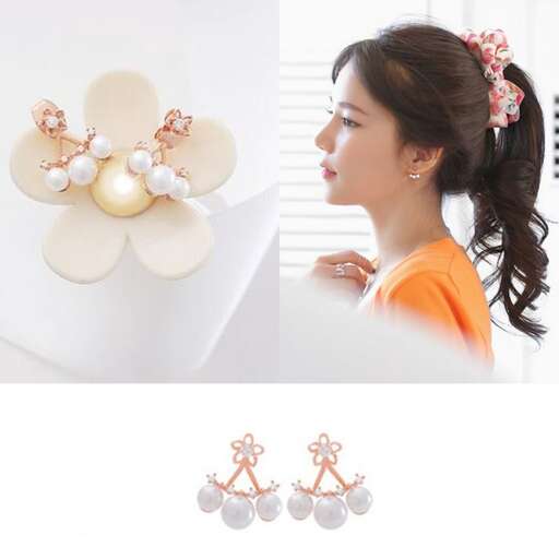 a woman wearing earrings with earrings