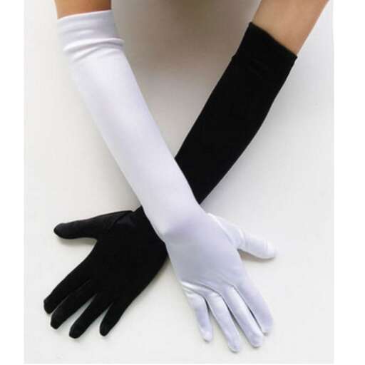 black and white gloves with a white glove