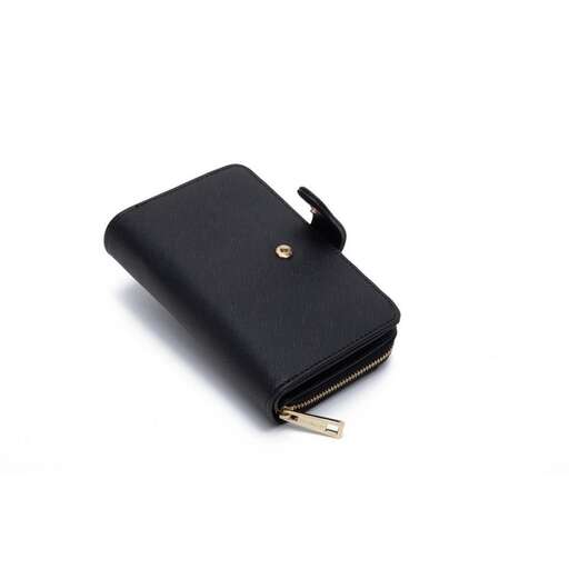 black wallet with a zipper