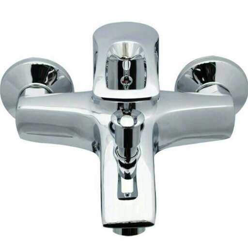 a stainless steel faucet with a brushed finish.