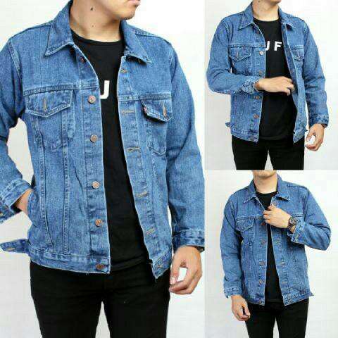 denim jacket with a black t - shirt