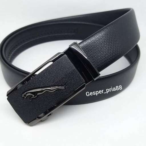 a leather belt with a buckle.