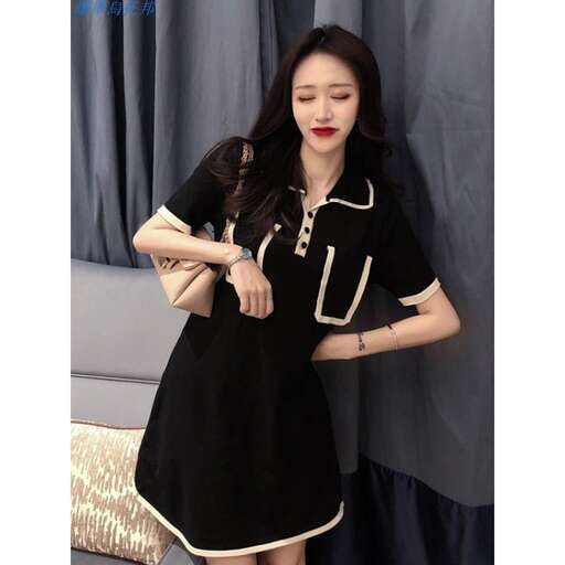 black dress with a white collar