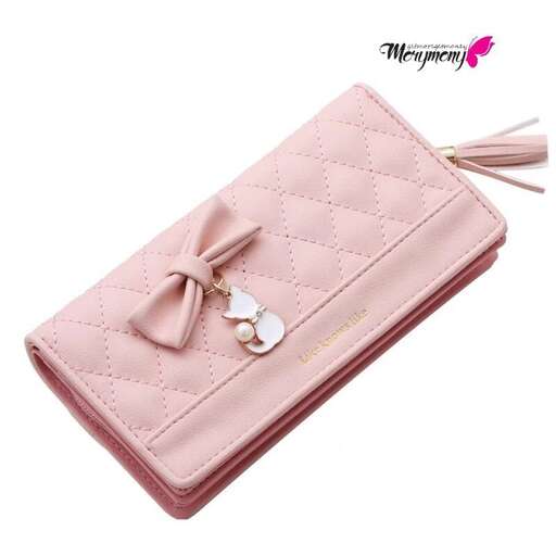 pink wallet with a cute little dog tag