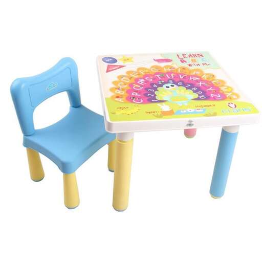 a small table with a chair and a table.