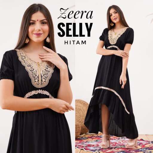 long black dress with a long neckline
