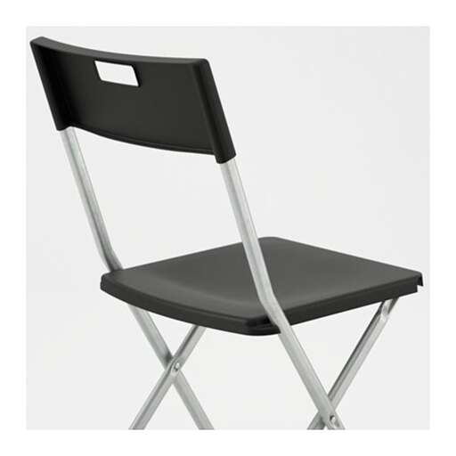 black folding chair with a white background