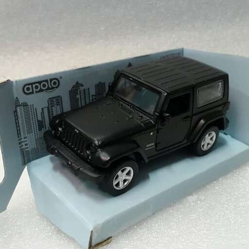 a toy car is sitting in a blue box.