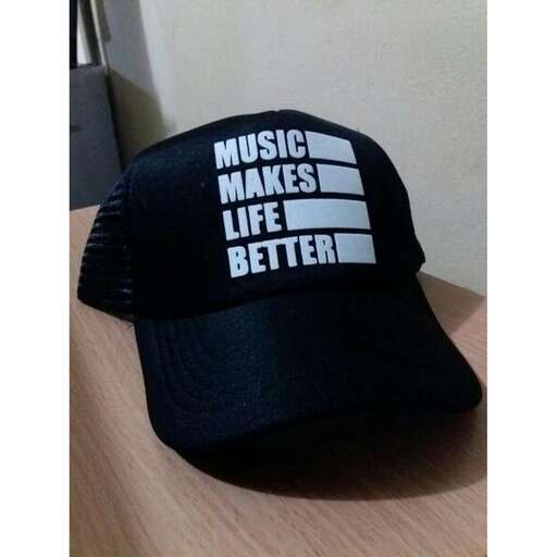 a hat made of music notes.