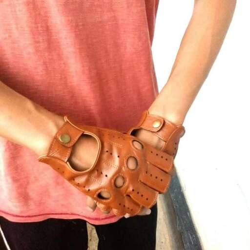 the prosthetic arm is made of leather.