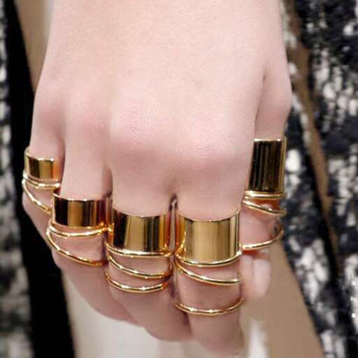 the gold rings are made of polished leather.