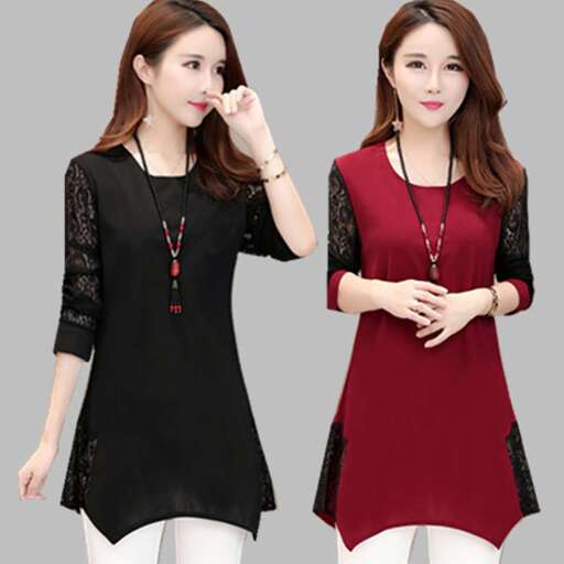 women in black and red with a long sleeved top