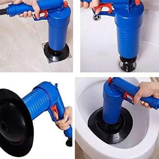 a person holding a blue tube in a toilet.