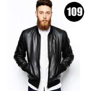 a man with a beard and a leather jacket.
